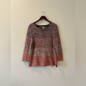 Chico's Vibrant Knit Sweater Size 2 (Large/12) Multi Color Gradient 100% Cotton
